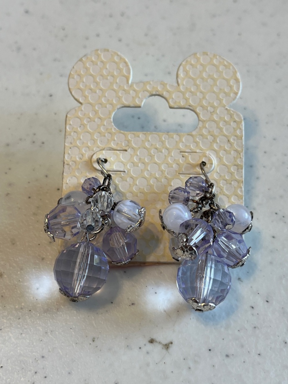 Disney Translucent Lavender Cluster Drop Pierced Earrings